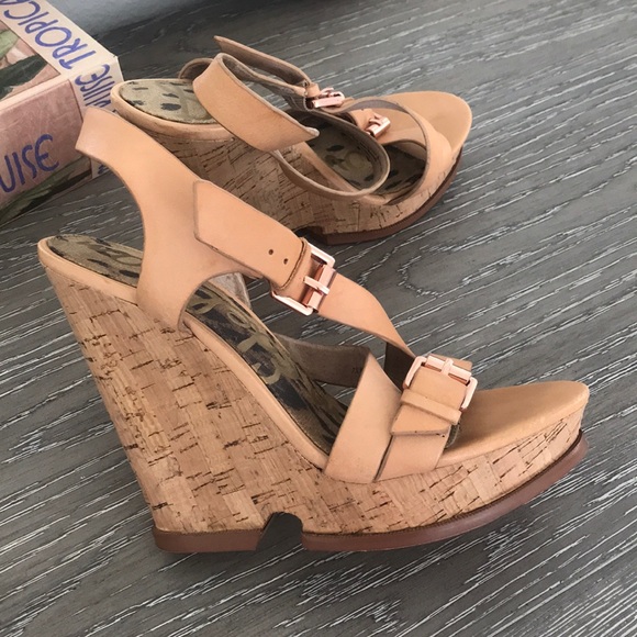 rose gold cork wedges